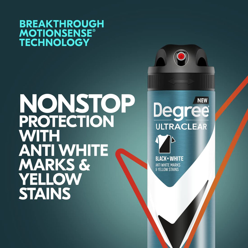 Degree Men Antiperspirant Deodorant Dry Spray Black + White 3 Count Protects from Deodorant Stains Antiperspirant for Men with MotionSense Technology 3.8 OZ