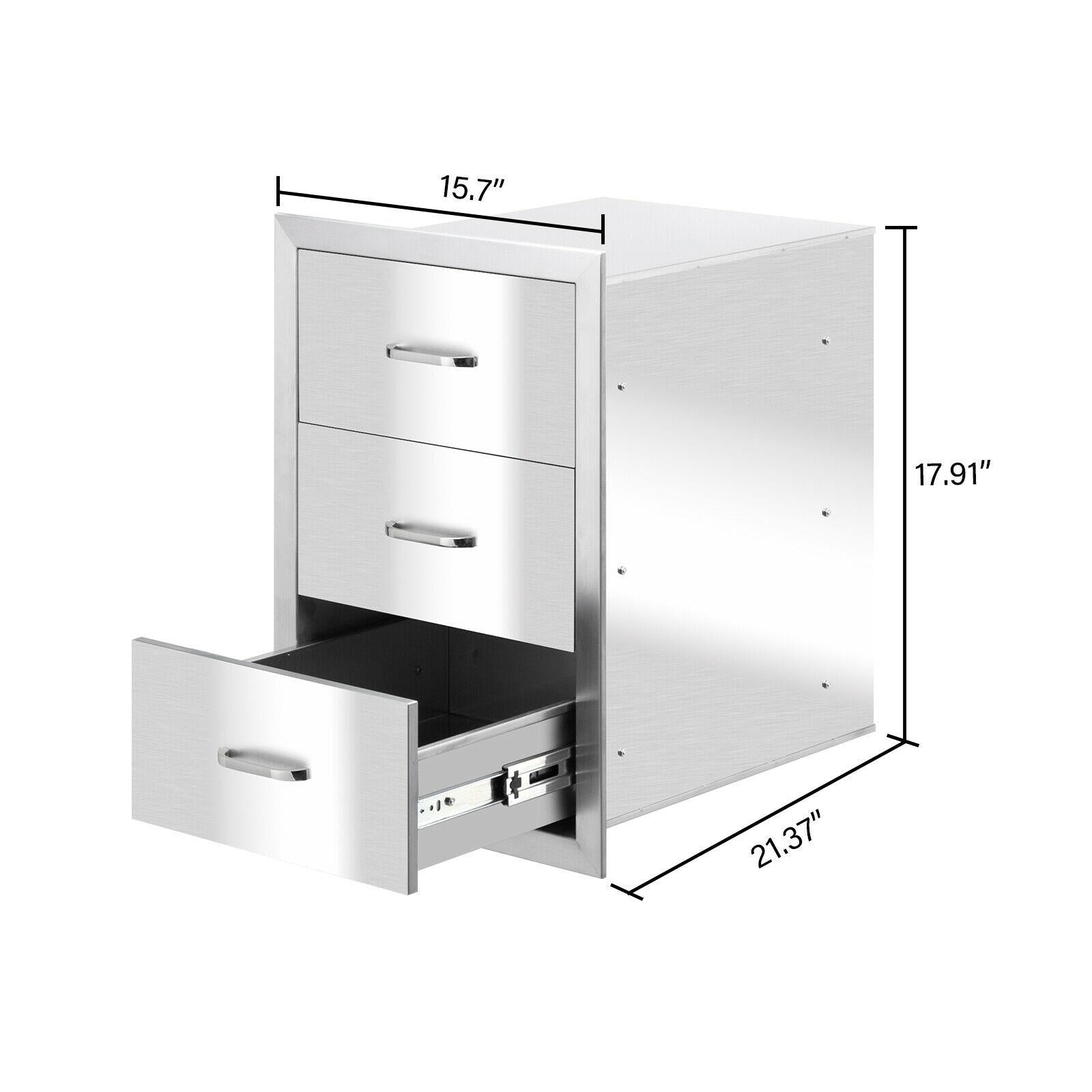 15.7"X21"X18" Outdoor Kitchen Drawer BBQ  Steel Access Drawer Silver US