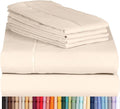 LuxClub 7 PC Split King Sheet Set Bamboo Sheets Deep Pockets 18" Eco Friendly Wrinkle Free Cooling Sheets Machine Washable Hotel Bedding Silky Soft - Cream Split King