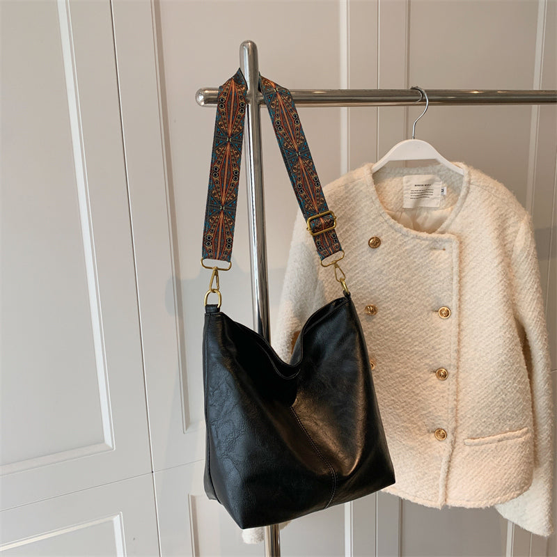 Geometric Strap Hobo Bag, LarCapacity Crossbody Bag, Women's Retro Style Shoulder Bag