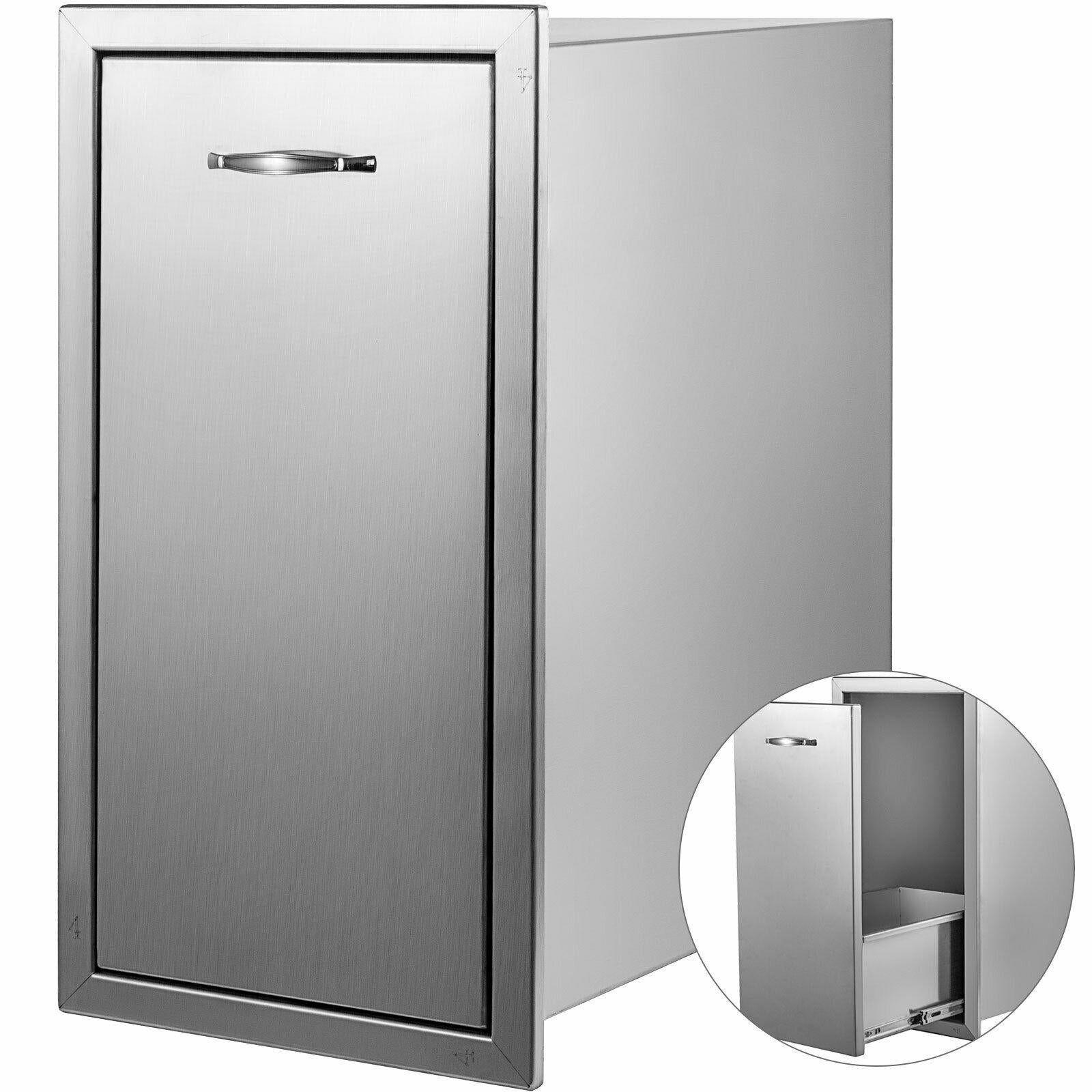 BBQ Narrow Trash Bin 26” by 13.5” -In Cabinet Outdoor Grill Enclosed Drawer