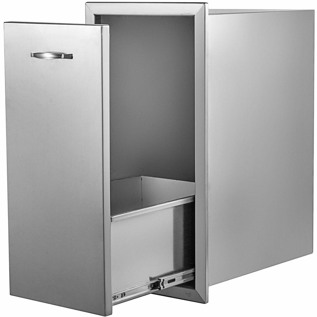 BBQ Narrow Trash Bin 26” by 13.5” -In Cabinet Outdoor Grill Enclosed Drawer
