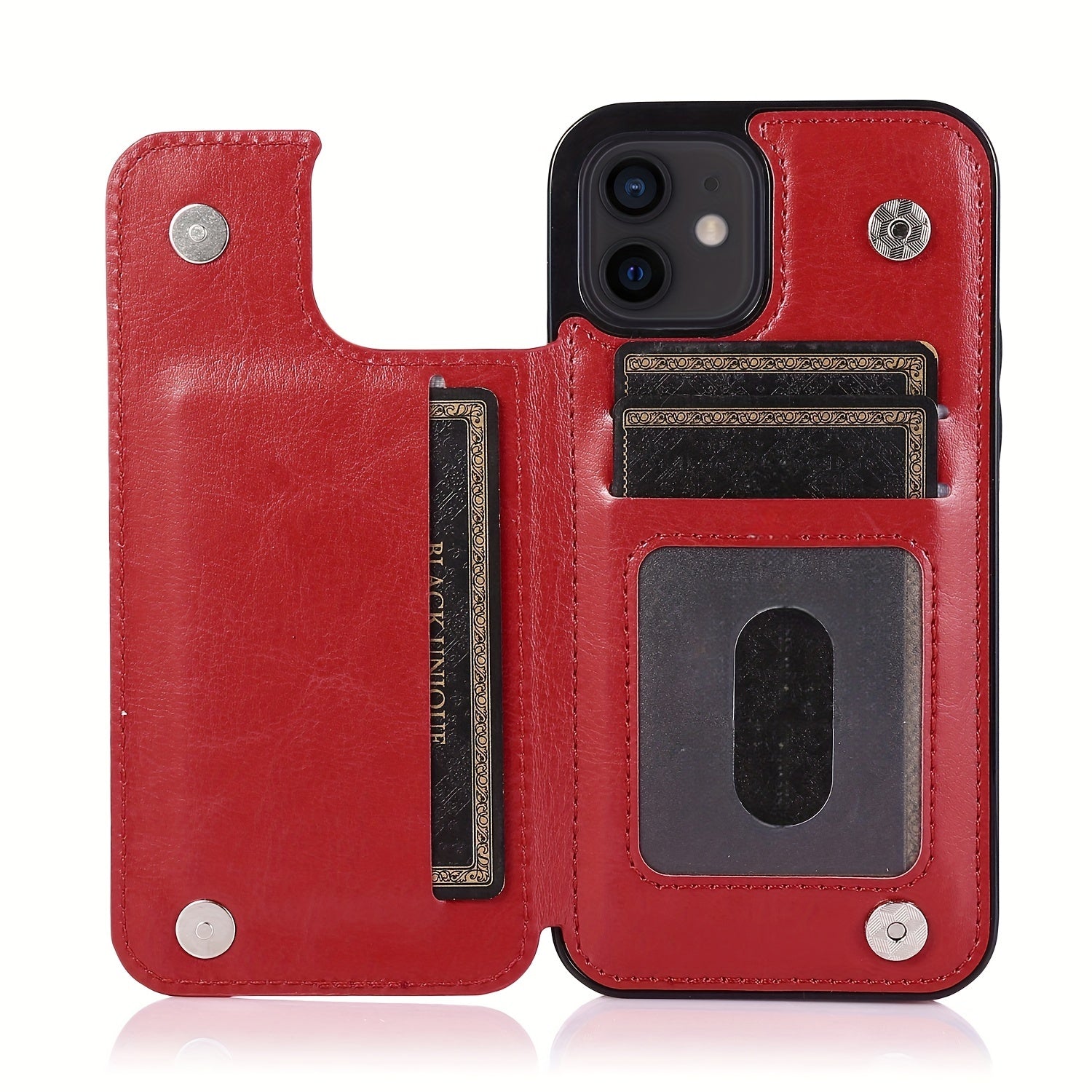 For  15/ 14/ 13/ 12/ 11 Pro Max/ Mini/ XR/ XS Max/ SE 2022/2020/ 7/ 8 Plus Wallet Case With Card Holder, PU Faux Leather Kickstand Card Slots Case, Double Magnetic Clasp And Durable Shockproof Cover
