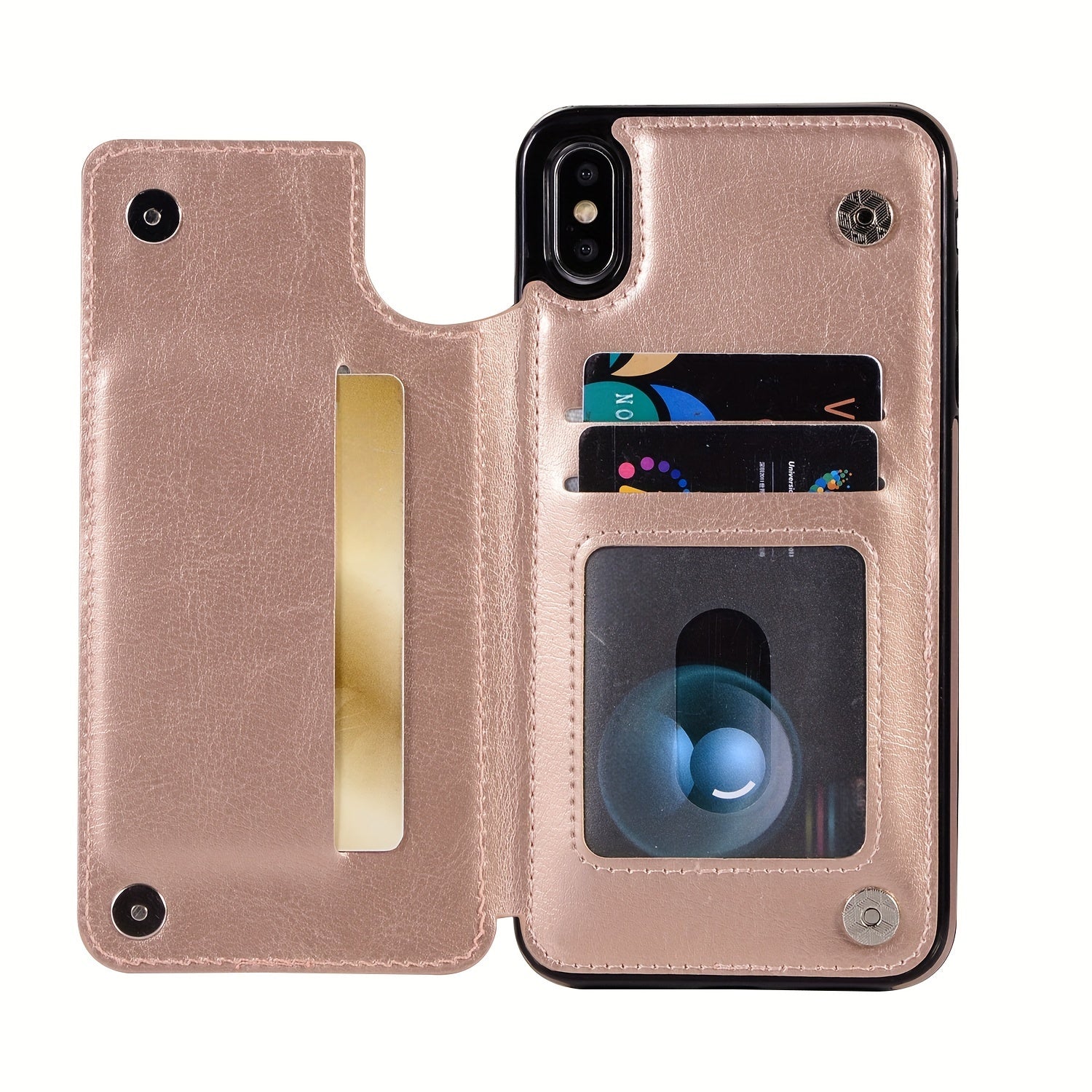 For  15/ 14/ 13/ 12/ 11 Pro Max/ Mini/ XR/ XS Max/ SE 2022/2020/ 7/ 8 Plus Wallet Case With Card Holder, PU Faux Leather Kickstand Card Slots Case, Double Magnetic Clasp And Durable Shockproof Cover