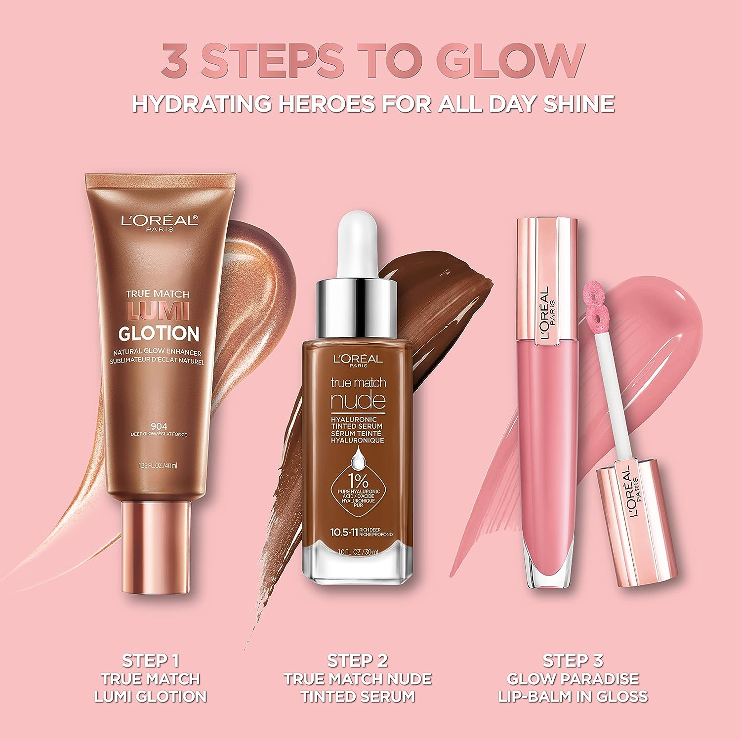 L’Oréal Paris Makeup True Match Lumi Glotion, Natural Glow Enhancer, Illuminator Highlighter Skin Tint, for an All Day Radiant Glow, Light, 1.35 Ounces