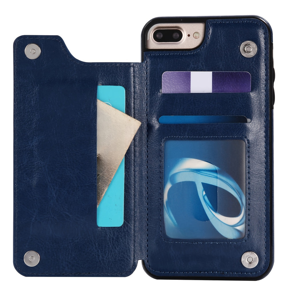 For  15/ 14/ 13/ 12/ 11 Pro Max/ Mini/ XR/ XS Max/ SE 2022/2020/ 7/ 8 Plus Wallet Case With Card Holder, PU Faux Leather Kickstand Card Slots Case, Double Magnetic Clasp And Durable Shockproof Cover