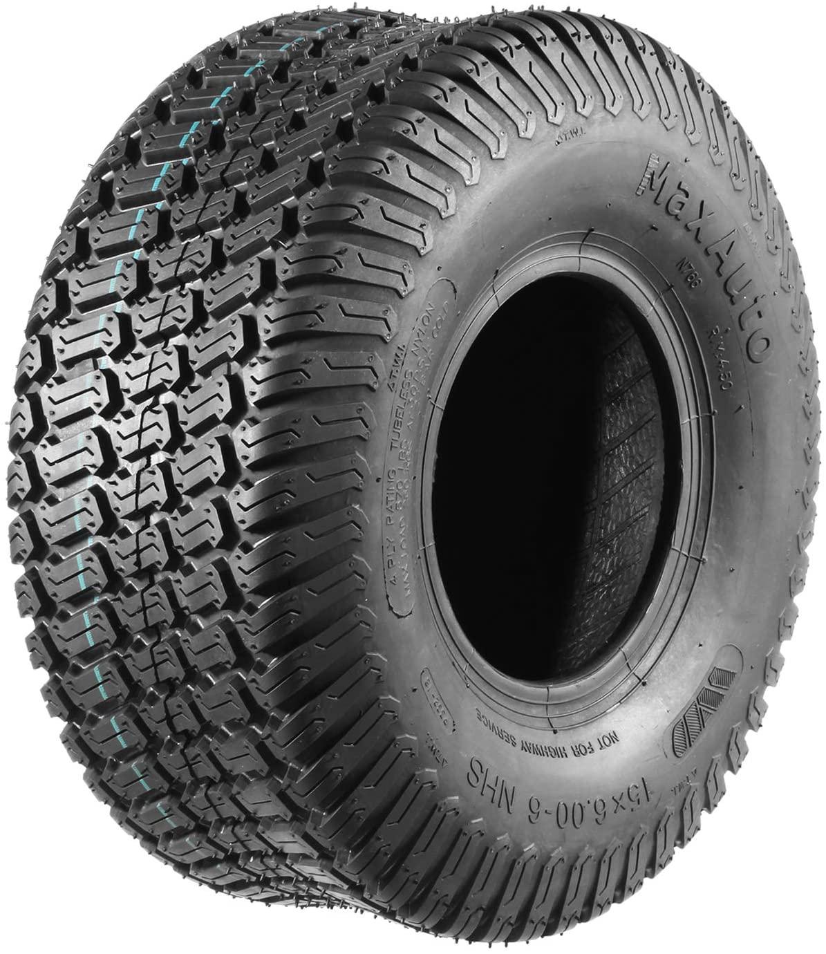 Set of 4 Lawn Mower Turf Tires 15x6-6 Front & 20x10-8 Rear,4PR,Tubeless