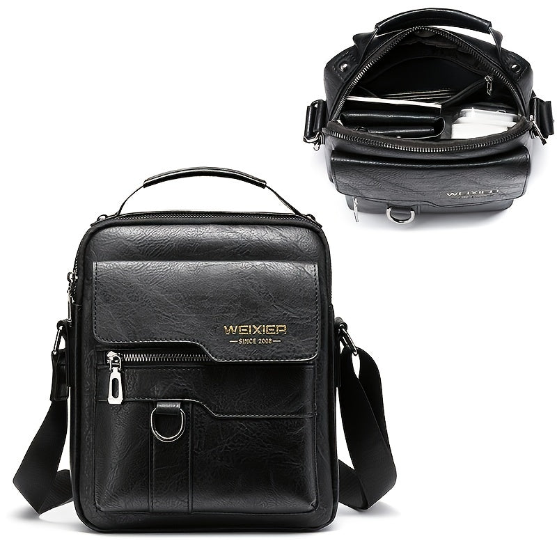 WEIXIER 1/2pcs Crossbody Bag, Men's Shoulder Bag, Retro Faux Leather Vertical Business Casual Satchel Bag, Men's Gift For Father/Anniversary