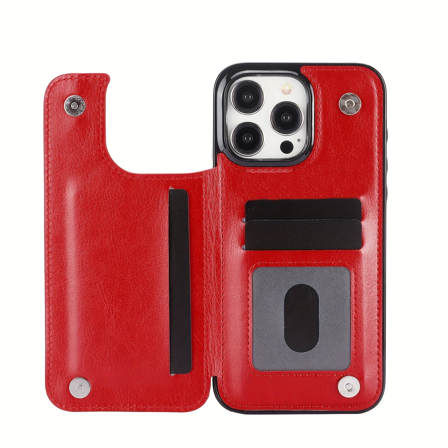 For  15/ 14/ 13/ 12/ 11 Pro Max/ Mini/ XR/ XS Max/ SE 2022/2020/ 7/ 8 Plus Wallet Case With Card Holder, PU Faux Leather Kickstand Card Slots Case, Double Magnetic Clasp And Durable Shockproof Cover