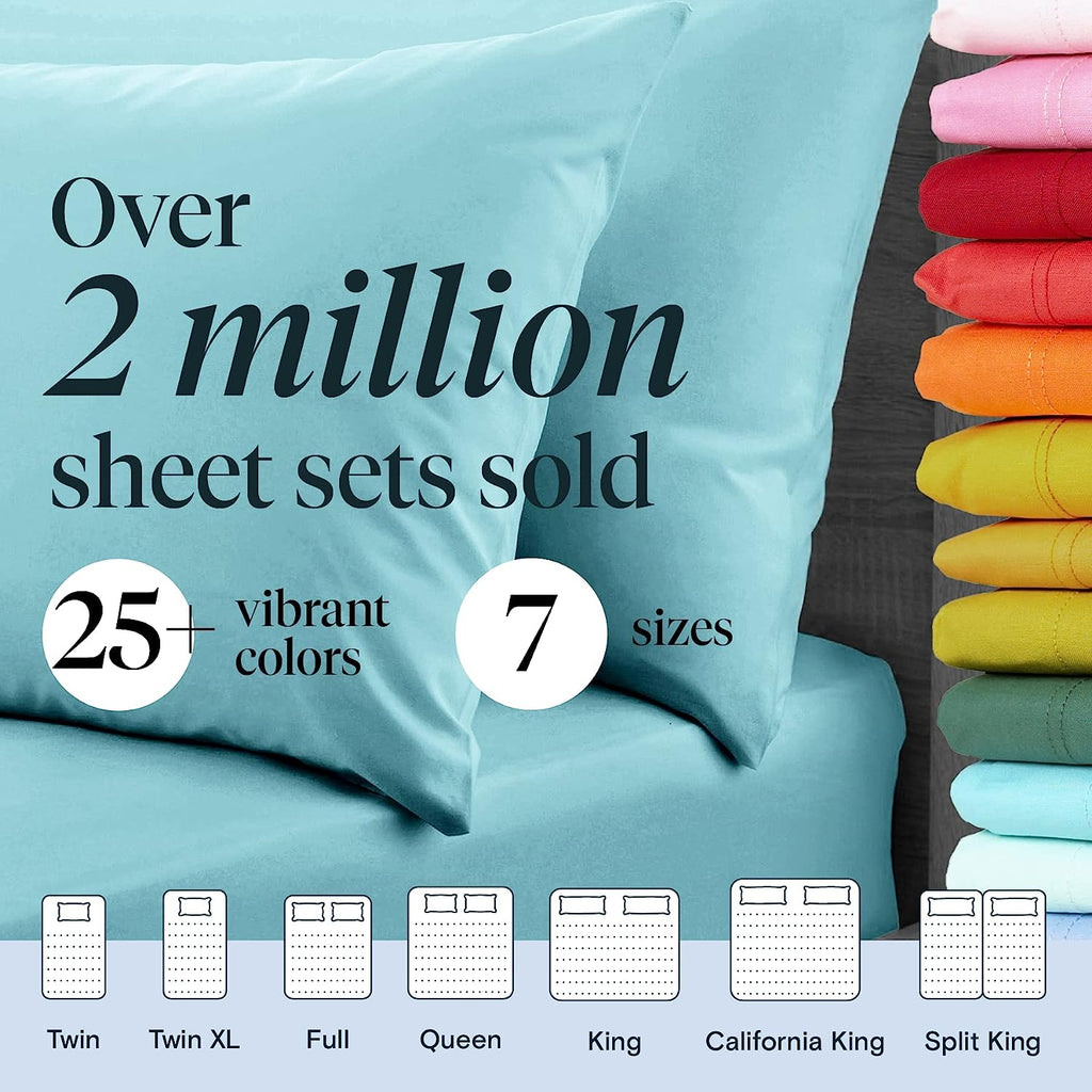 LuxClub 6 PC Queen Sheet Set Bamboo Sheets Deep Pockets 18" Eco Friendly Wrinkle Free Cooling Sheets Machine Washable Hotel Bedding Silky Soft - Aqua Queen