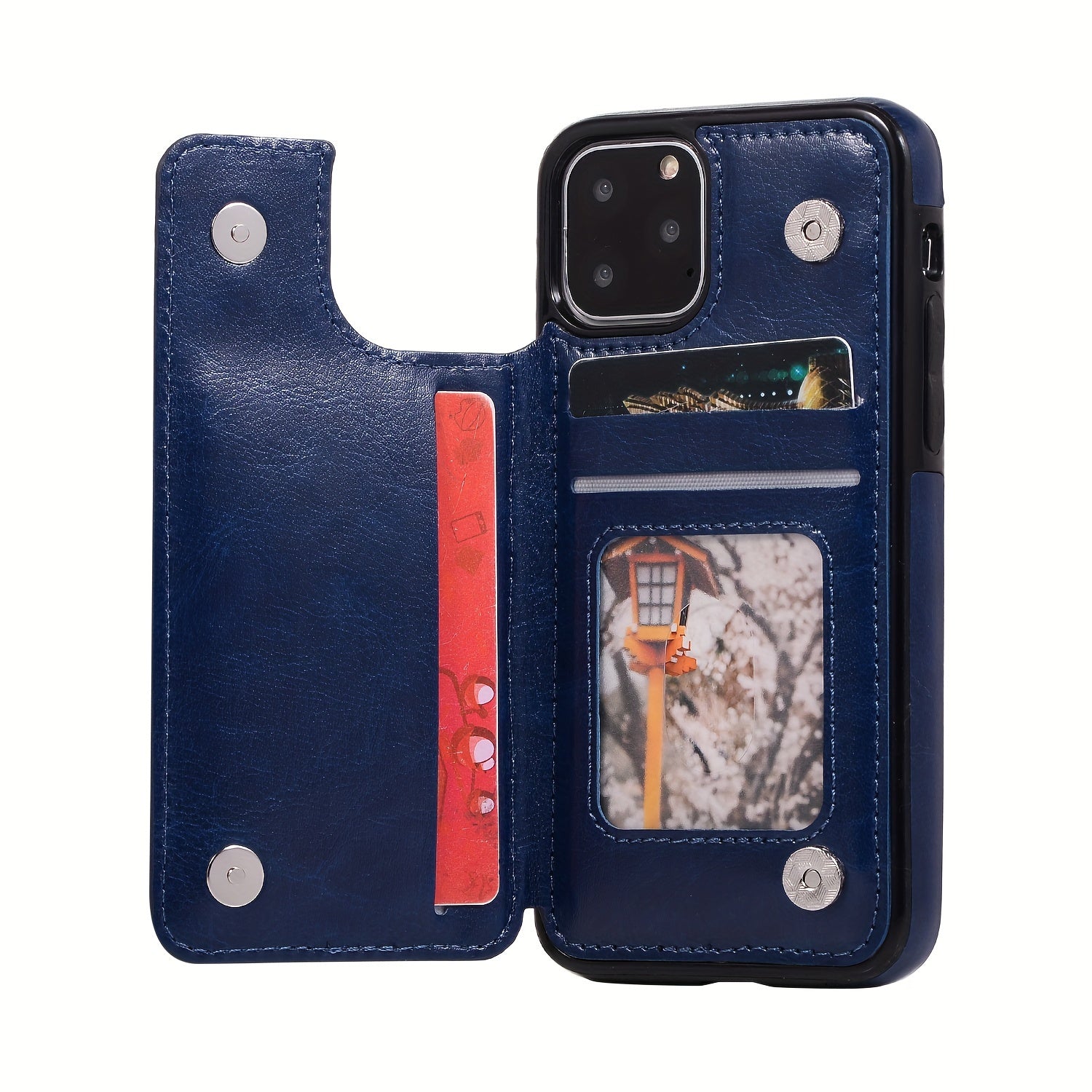 For  15/ 14/ 13/ 12/ 11 Pro Max/ Mini/ XR/ XS Max/ SE 2022/2020/ 7/ 8 Plus Wallet Case With Card Holder, PU Faux Leather Kickstand Card Slots Case, Double Magnetic Clasp And Durable Shockproof Cover