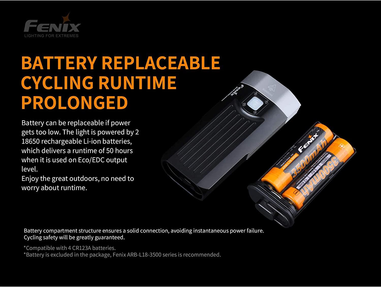 Fenix BC30 v2.0 Bicycle Light, 2200 Lumen Dual Beam with Wireless Remote and Two 2600mAh Rechargeable Batteries, Dual Slot Charger, and LumenTac Battery Case