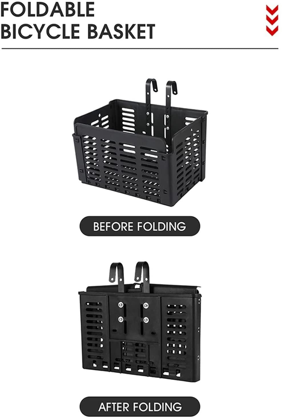 DALIZHAI777 Bike Bag Black Foldable Bicycle Front Basket Foldable Detachable Adjustable Mesh Bicycle Handlebar Carrier Basket Pannier Cycling Accessories Bicycle Accessories (Color : Black)