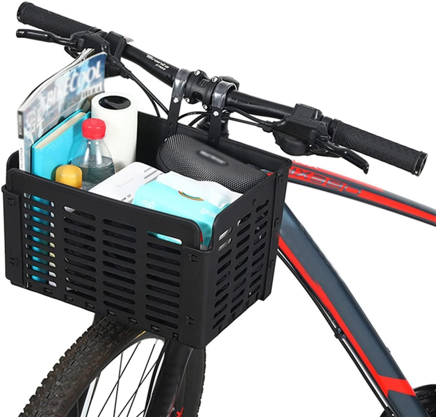 DALIZHAI777 Bike Bag Black Foldable Bicycle Front Basket Foldable Detachable Adjustable Mesh Bicycle Handlebar Carrier Basket Pannier Cycling Accessories Bicycle Accessories (Color : Black)