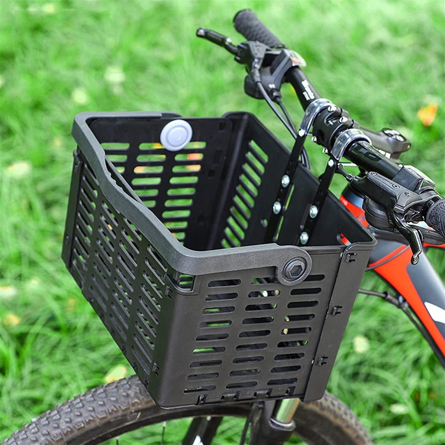 DALIZHAI777 Bike Bag Black Foldable Bicycle Front Basket Foldable Detachable Adjustable Mesh Bicycle Handlebar Carrier Basket Pannier Cycling Accessories Bicycle Accessories (Color : Black)