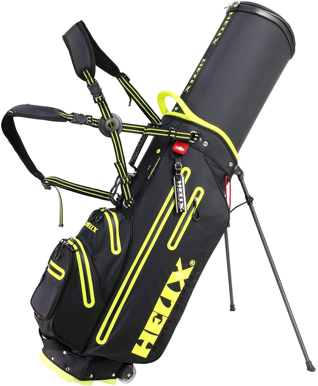 Helix Golf Stand Bag Retractable, 6 Way Dividers with Backstrap Shoulder Carry Golf Bag, Golf Bag Stand with Wheel for Traveling