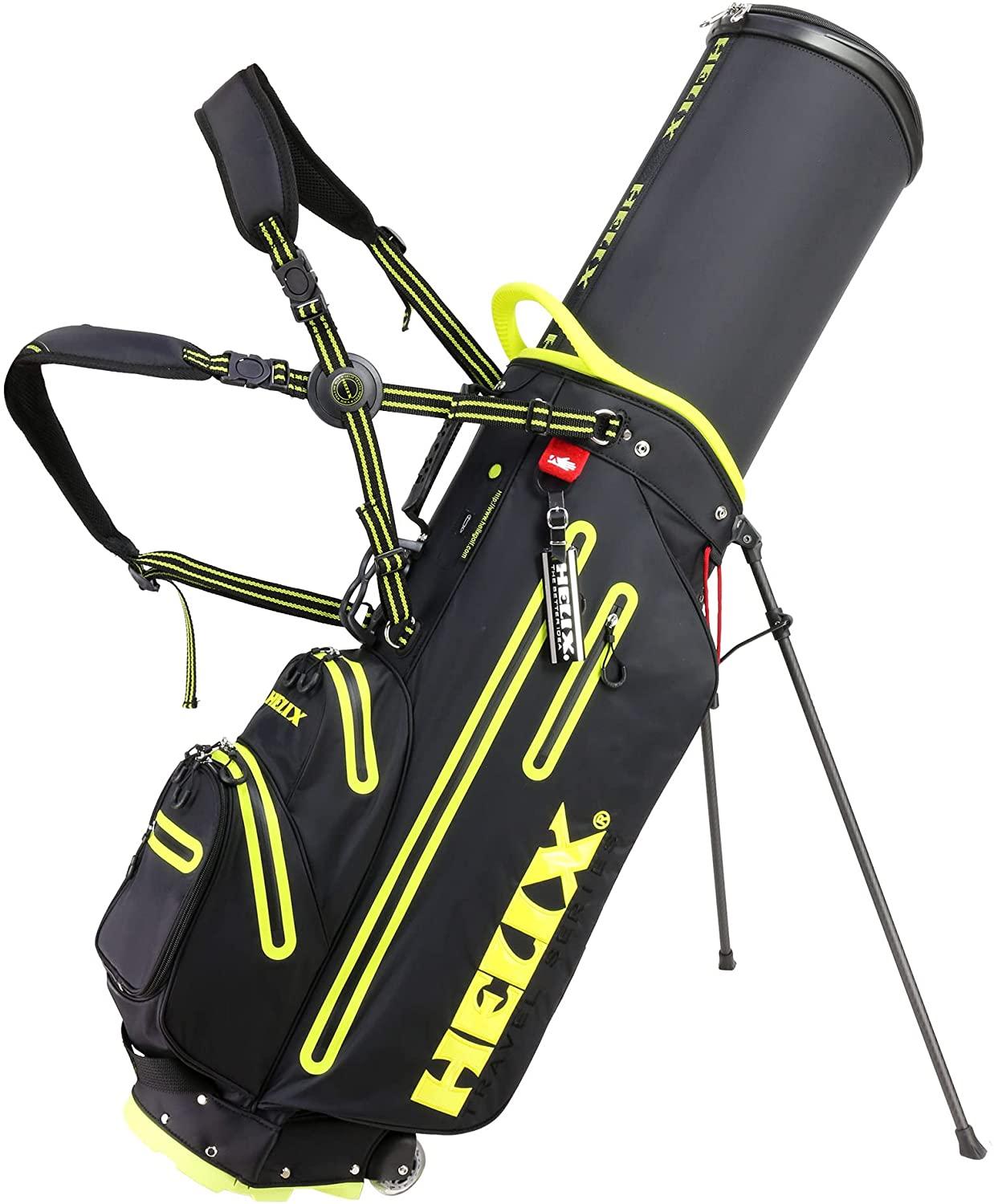 Helix Golf Stand Bag Retractable, 6 Way Dividers with Backstrap Shoulder Carry Golf Bag, Golf Bag Stand with Wheel for Traveling