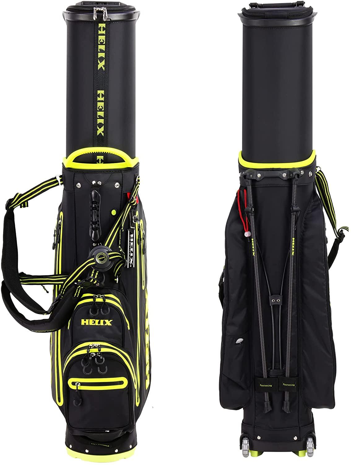 Helix Golf Stand Bag Retractable, 6 Way Dividers with Backstrap Shoulder Carry Golf Bag, Golf Bag Stand with Wheel for Traveling