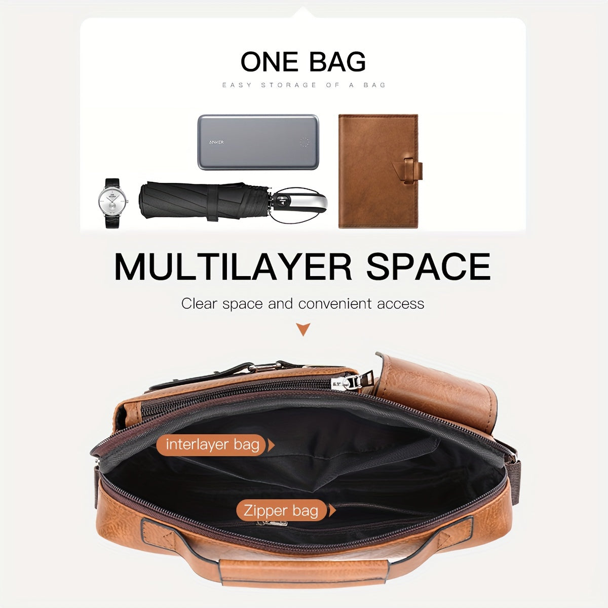 【WEIXIER】 Men's PU Material Crossbody Bag Men's Business Crossbody Bag Portable Shoulder Bag Casual Bag Men's Bag Gift For Father /Anniversary