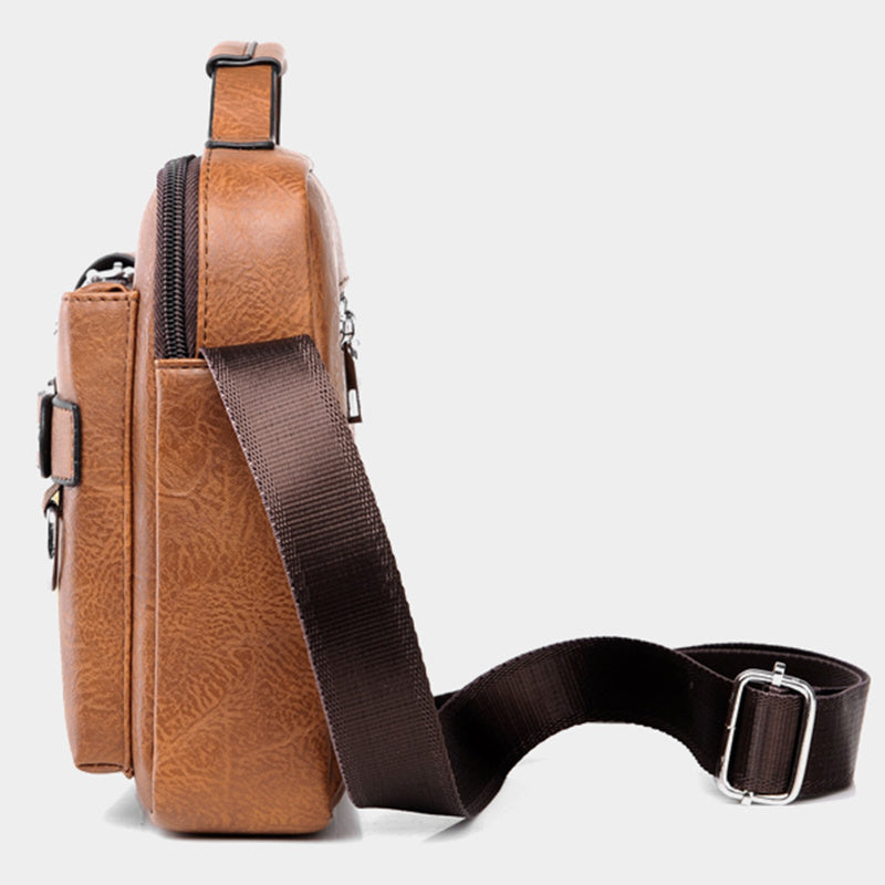 【WEIXIER】 Men's PU Material Crossbody Bag Men's Business Crossbody Bag Portable Shoulder Bag Casual Bag Men's Bag Gift For Father /Anniversary