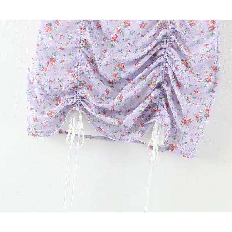 floral crop top and mini skirt set