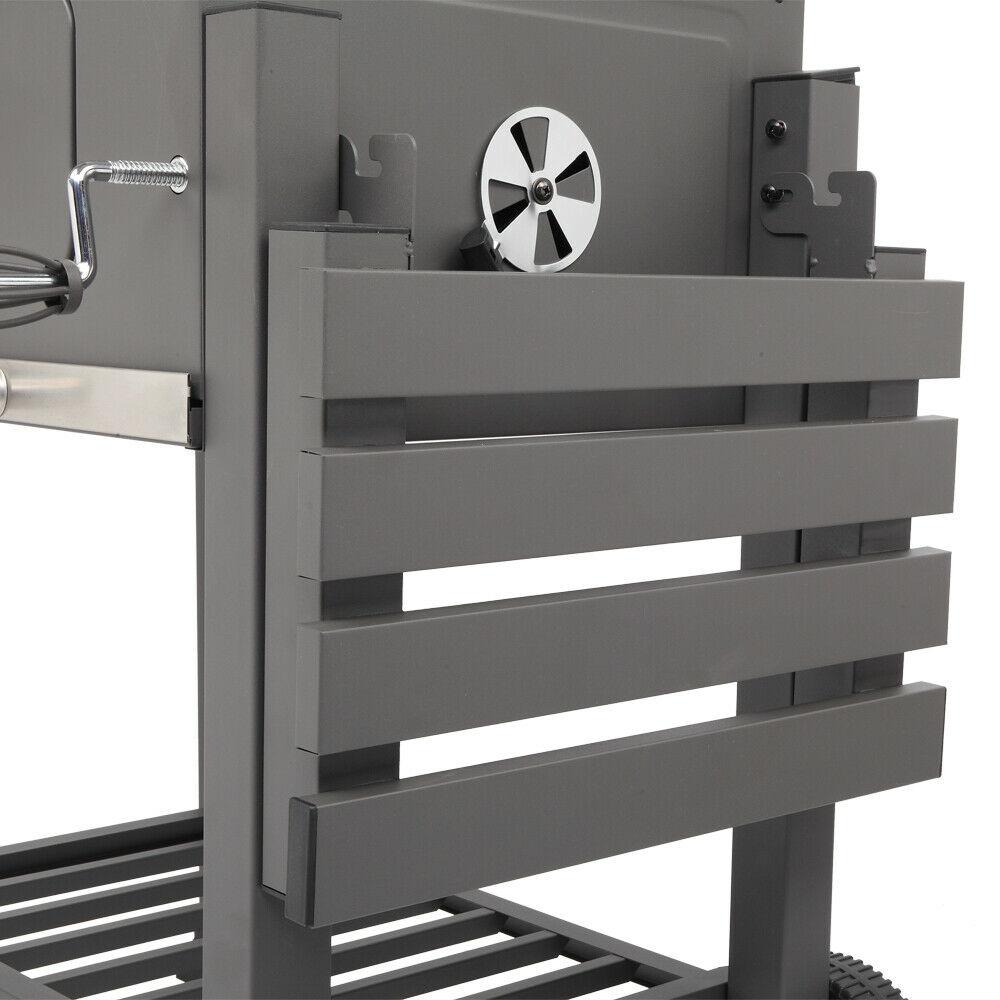 Portable Barbecue Grill Foldable Charcoal Oven Stove With Wheels & Bottom Shelf