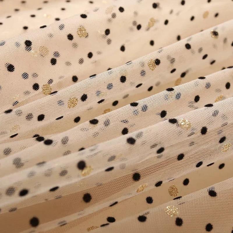 square collar mesh dots dress