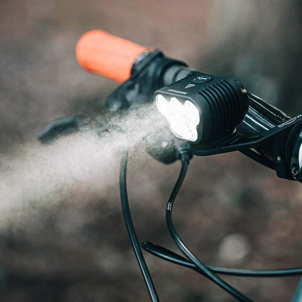 Magicshine Monteer 5000S Storm MTB Headlight, 5000 lumens of max Verified Output. 3200 Lumen Flood, 2000 Lumen spot, IPX5 Waterproof Mountain Bike Light with USB Rechargeable Battery Pack