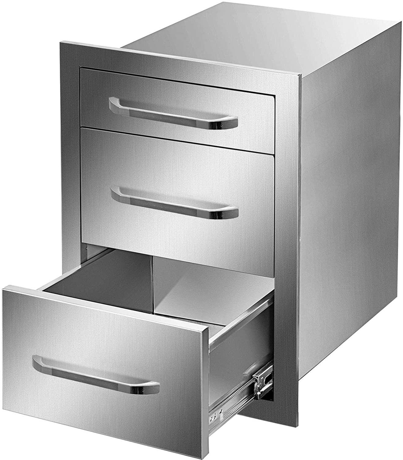 Mophorn 14X20.3 Inch Outdoor Kitchen Drawers  Steel, Flush Mount Triple