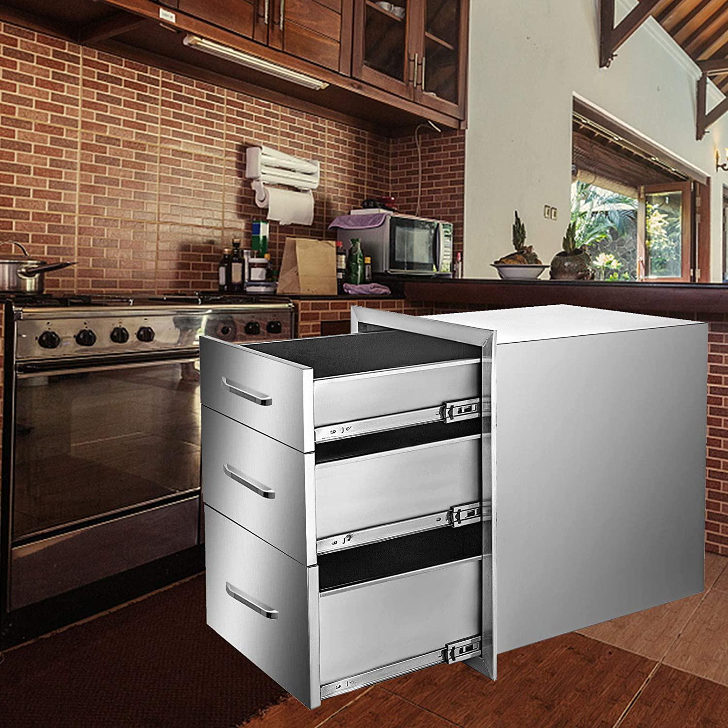 Mophorn 14X20.3 Inch Outdoor Kitchen Drawers  Steel, Flush Mount Triple