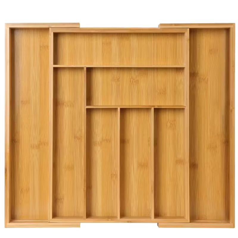 Versatile Bamboo Expandable Drawer Organizer for Cutlery, Adjustable Tray, Wooden Drawer Dividers for Organizing Silverware, Cutlery And Knives in The Kitchen, Bedroom Or Living Room