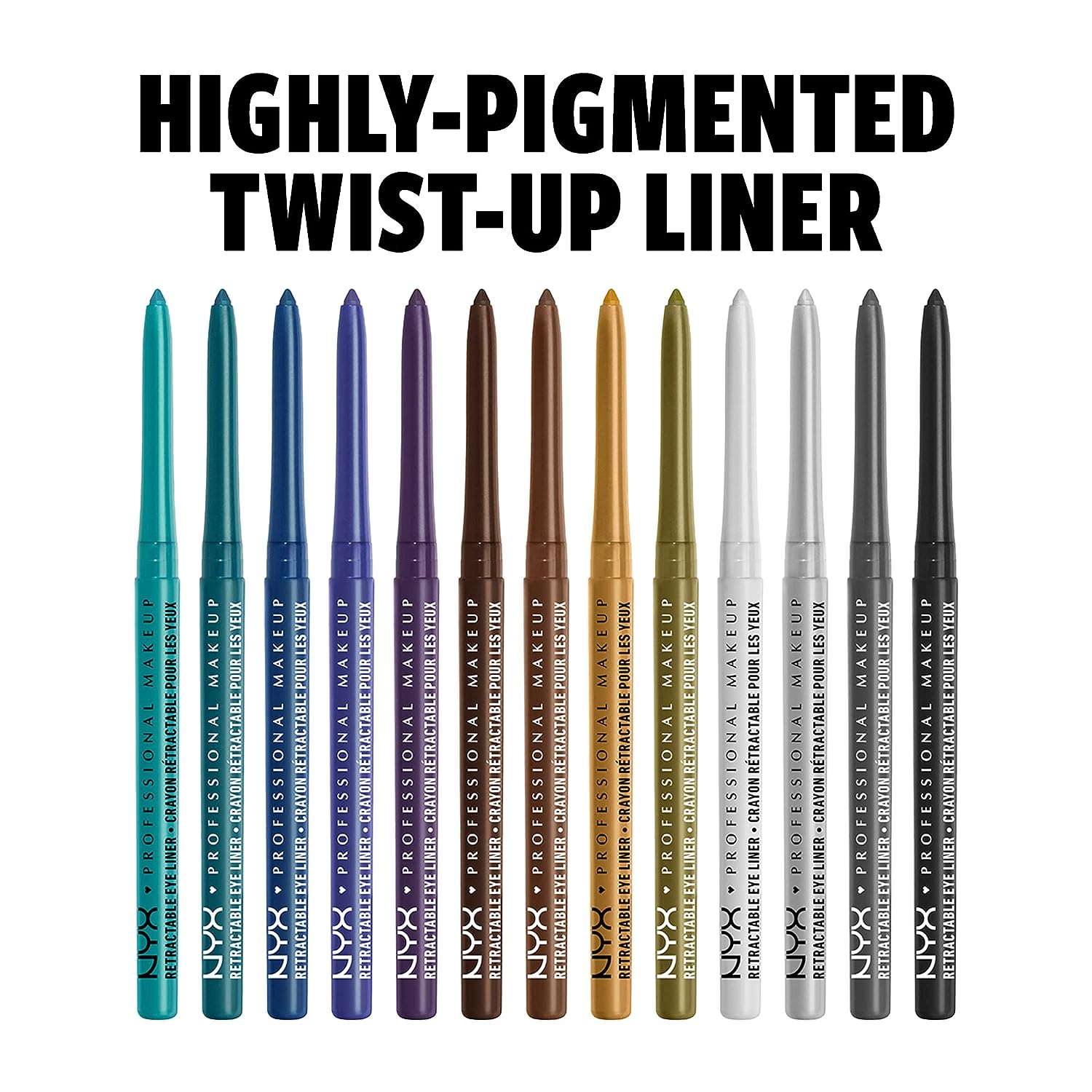NYX PROFESSIONAL MAKEUP Epic Ink Liner, Waterproof Liquid Eyeliner-Black, Vegan Formula &amp; Mechanical Eyeliner Pencil, Black &amp; Mechanical Eyeliner Pencil, White