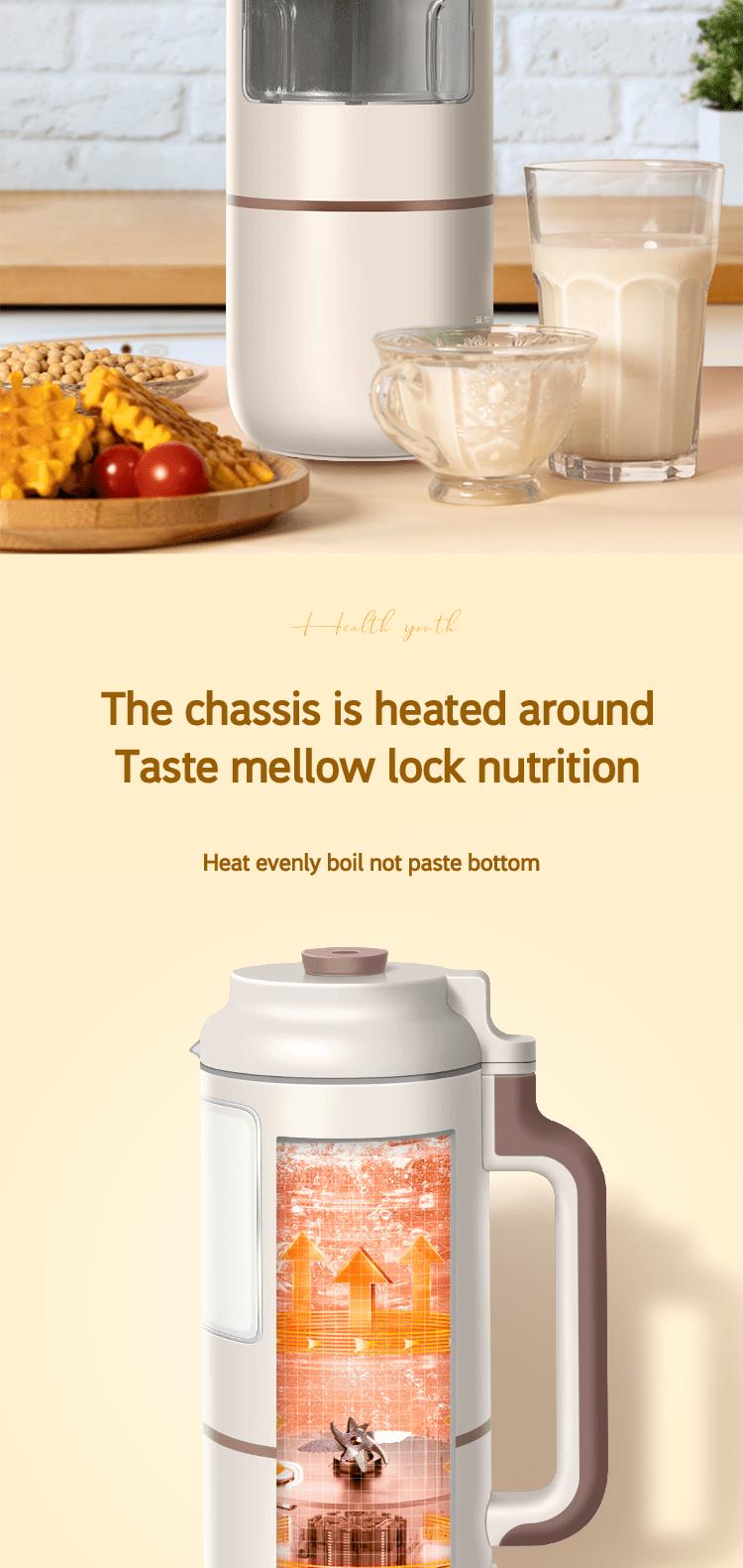 1000ml Portable Mini Soy Milk Maker with Filtering and Self-Cleaning - Perfect for 1-4 Person Households - Enjoy Fresh Soy Milk and Juices Anytime