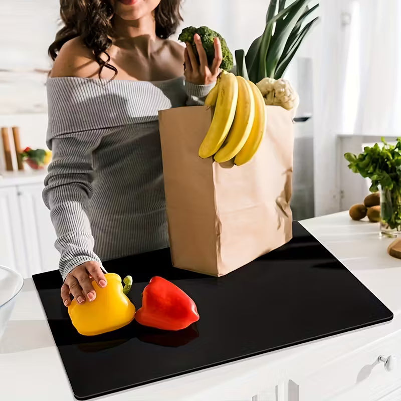 Large Black High-Tenacity PET Cutting Board with Protective Lip - Food-Safe Durable Countertop Protector for Kitchen Essentials, Scratch-Resistant Easy-Clean Design, Ideal for Holiday Gifts (Labor Day, Easter, Mother’s Day)