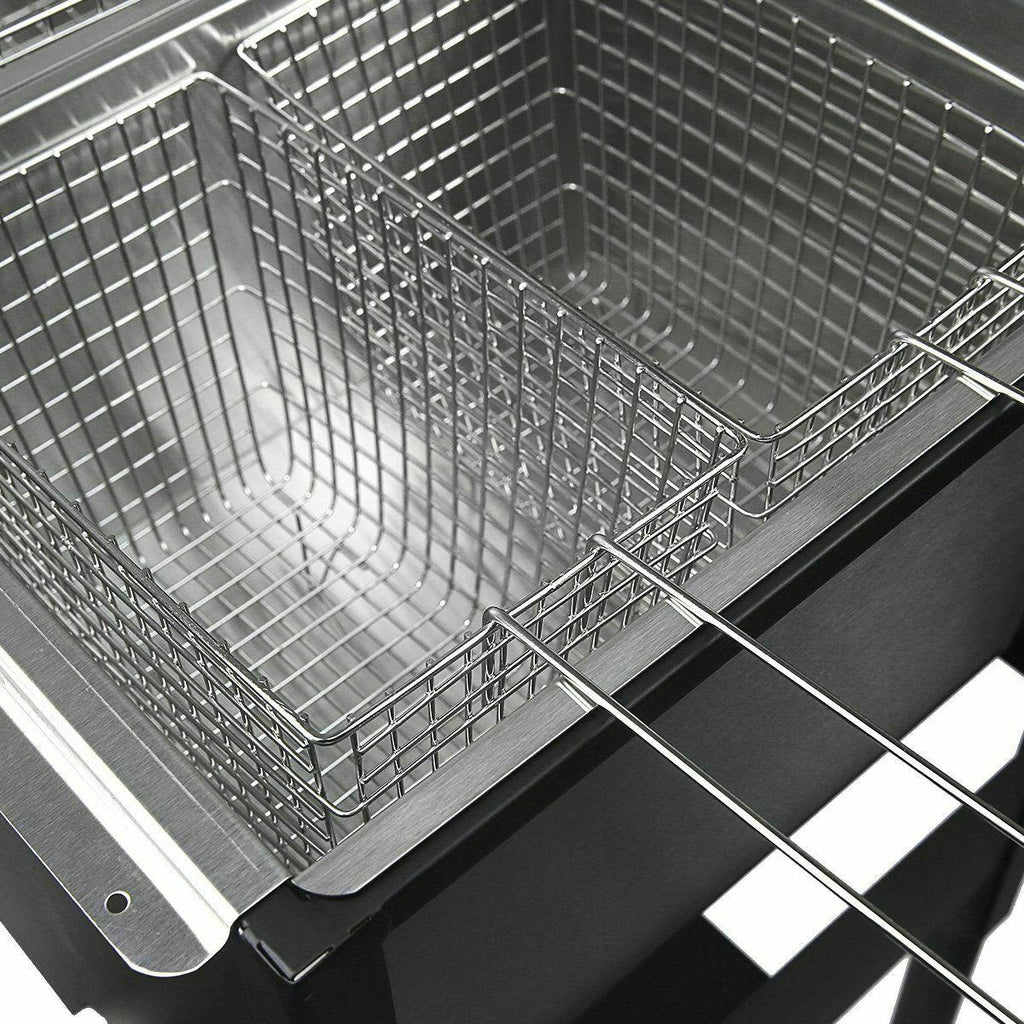 2-Burner Propane LPG Camping Stove basket Gas Double Deep Fryer Cooker Outdoor