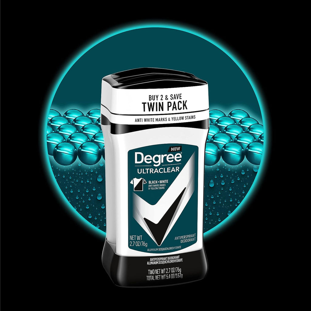 Degree Men UltraClear Antiperspirant Deodorant Black+White 2 Count 72-Hour Sweat &amp; Odor Protection Antiperspirant For Men With MotionSense Technology 2.7 oz