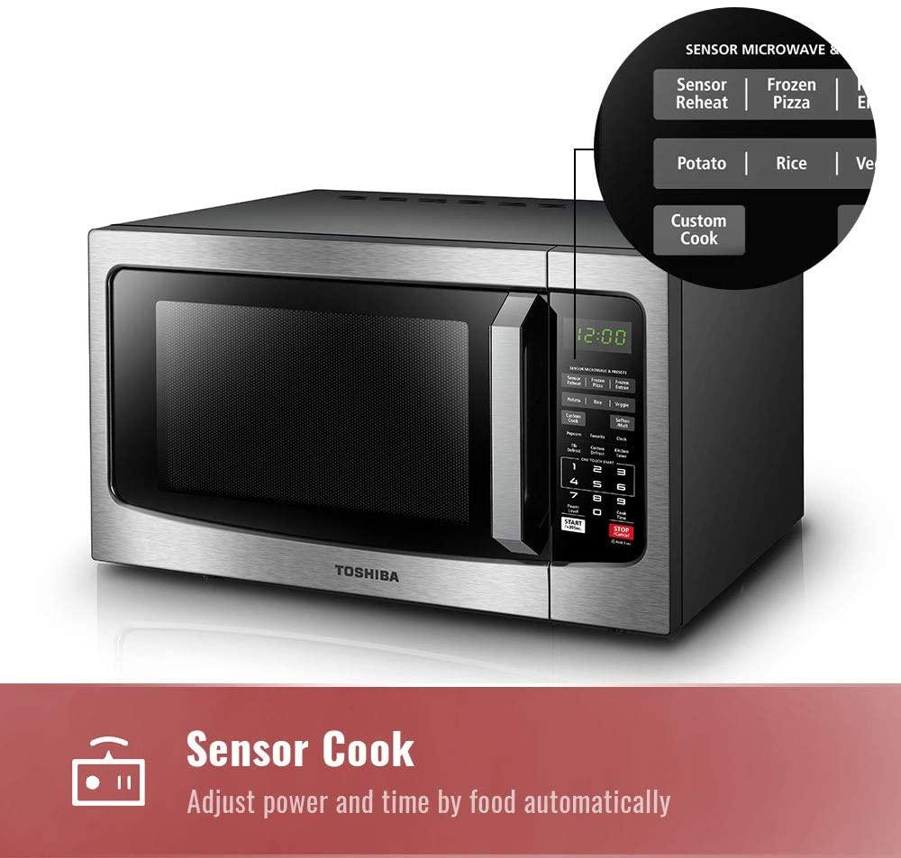 Toshiba EM131A5C-SS Microwave Oven with Smart Sensor, Easy Clean Interior, ECO Mode and Sound On/Off, 1.2 Cu.ft,  Steel