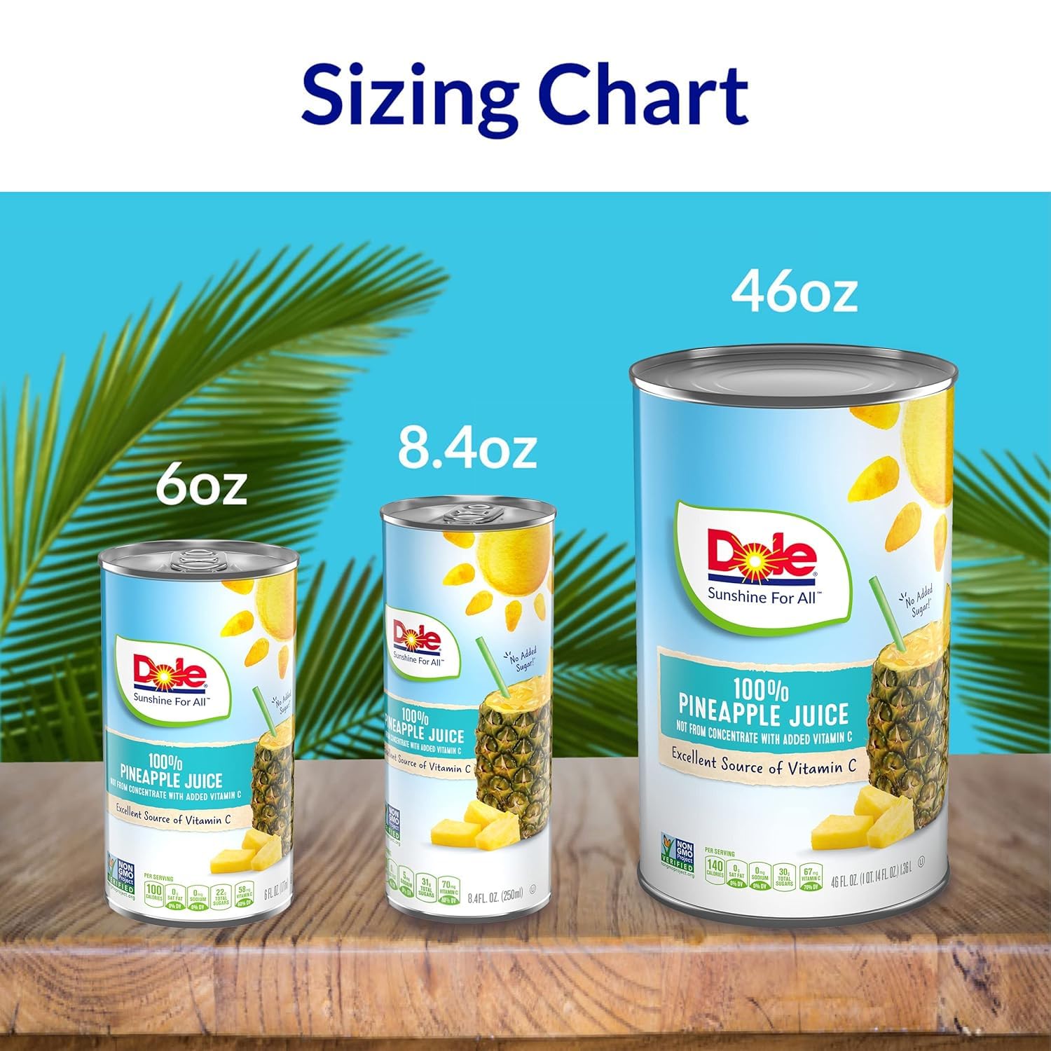 Dole 100% Pineapple Juice - Dole Canned Juice - No Sugar Added - 46 fl oz Cans - 6 Pack