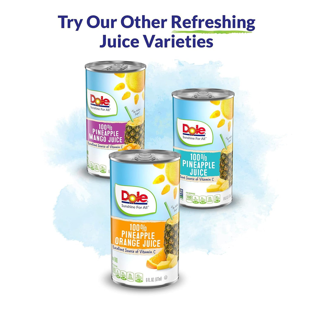 Dole 100% Pineapple Juice - Dole Canned Juice - No Sugar Added - 46 fl oz Cans - 6 Pack