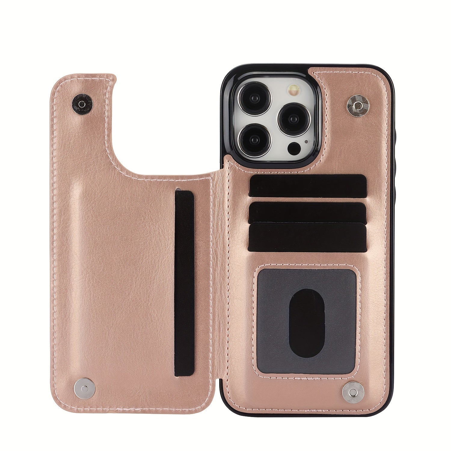 For  15/ 14/ 13/ 12/ 11 Pro Max/ Mini/ XR/ XS Max/ SE 2022/2020/ 7/ 8 Plus Wallet Case With Card Holder, PU Faux Leather Kickstand Card Slots Case, Double Magnetic Clasp And Durable Shockproof Cover