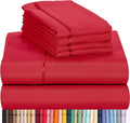 LuxClub 6 PC Full Size Sheet Set Bamboo Sheets Deep Pockets 18" Eco Friendly Wrinkle Free Cooling Sheets Machine Washable Hotel Bedding Silky Soft - Red Full
