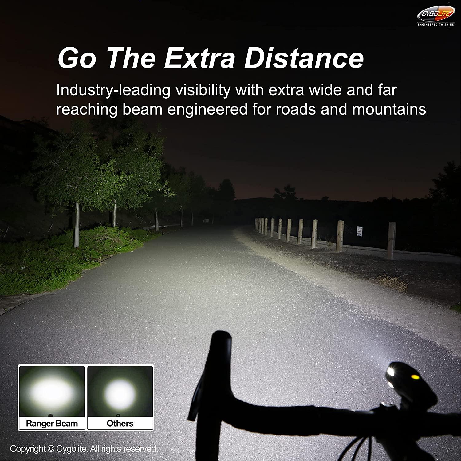 Cygolite Ranger – 1,200 Lumen Bike Light – 5 Night & 3 Daytime Modes – Compact & Durable – IP67 Waterproof – Secured Hard Mount – USB Rechargeable Headlight – For Road, Mountain, Commuter Bicycles