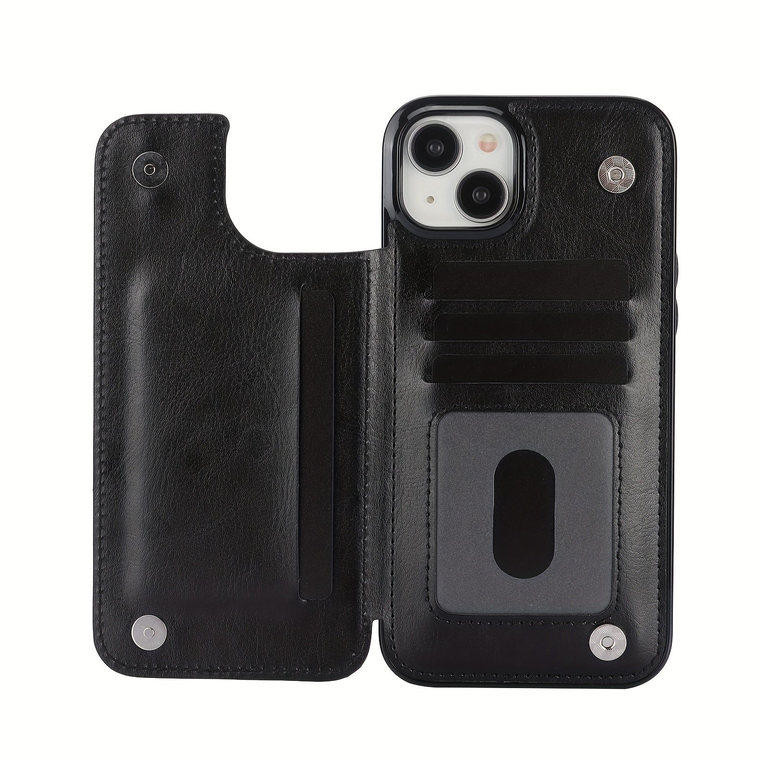 For  15/ 14/ 13/ 12/ 11 Pro Max/ Mini/ XR/ XS Max/ SE 2022/2020/ 7/ 8 Plus Wallet Case With Card Holder, PU Faux Leather Kickstand Card Slots Case, Double Magnetic Clasp And Durable Shockproof Cover
