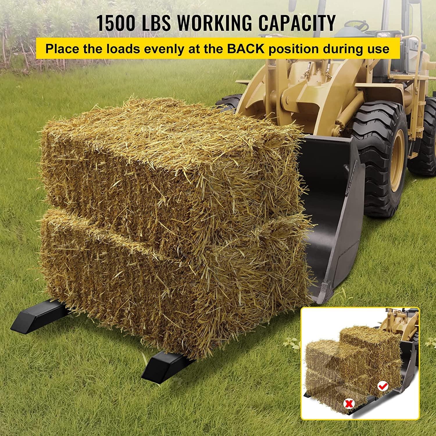 Mophorn Pallet Forks 30" 1500 Lbs Max, Clamp On Tractor Bucket Forks 43" Total Length, Heavy Duty Front Loader Forks, Fork Attachment for Skid Steer,Loader Bucket