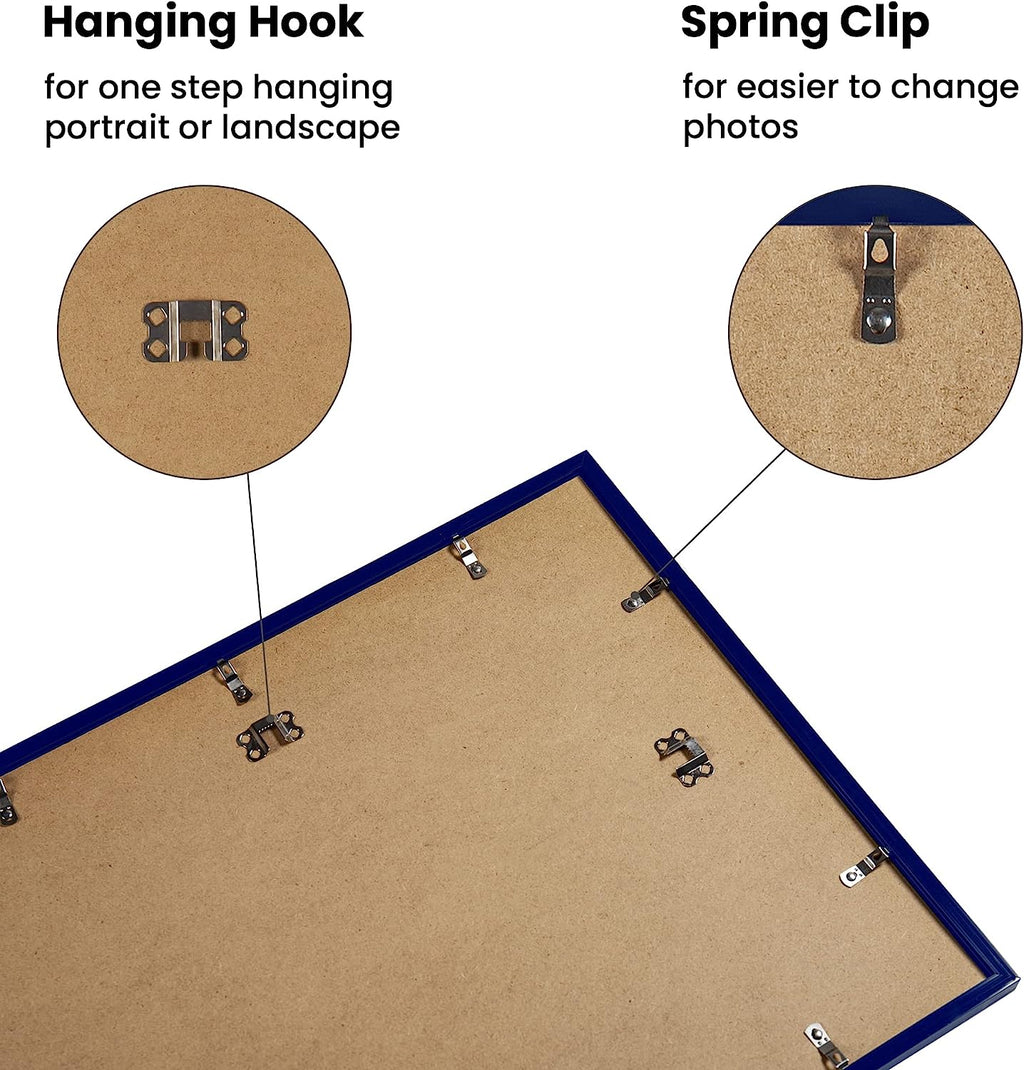 upsimples 16x20 Picture Frame Set of 5, Display Pictures 11x14 with Mat or 16x20 Without Mat,Wall Gallery Poster Frames,Navy Blue