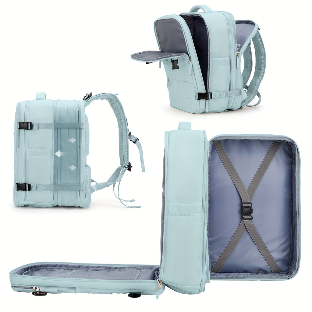 LarTravel Backpack, Carry On Backpack, HiBackpack, Waterproof Outdoor Sports Rucksack, Casual Daypack, School Bag, Fit 14 Inch Laptop With USB Charging Port &amp; Shoes Compartment