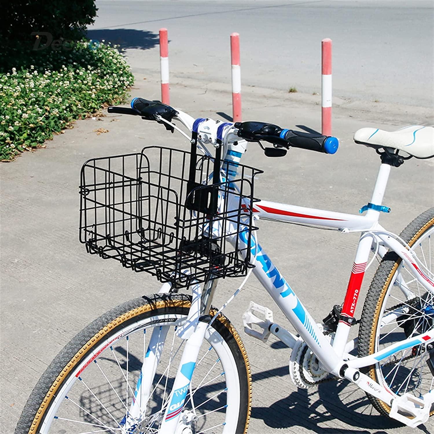 DALIZHAI777 Bike Bag Heavy Duty Bike Basket Cycling Bicycle Foldable Netting Basket Handlebar Pannier Trunk Luggage Carrier Mount Cycle Carryings Iron Casing Frame Case Bicycle Accessories