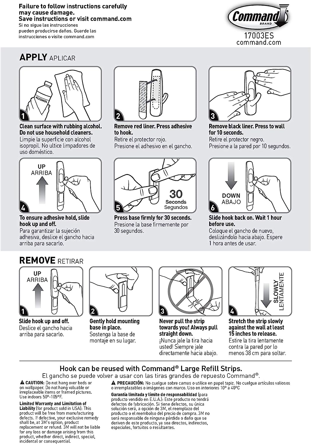 Command Large Utility Hooks, Damage Free Hanging Wall Hooks with Adhesive Strips, No Tools Wall Hooks for Hanging Decorations in Living Spaces, 7 White Hooks and 12 Command Strips