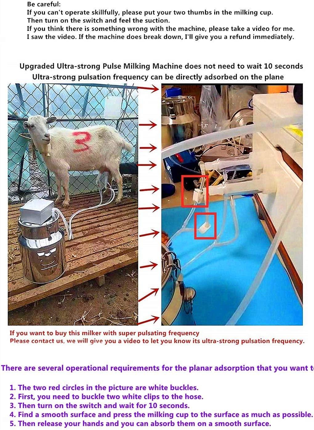 Futt 5L Single Bucket Piston Vacuum Pulsation MilMachine for Cows Cattle or Sheep Optional (Cattle)