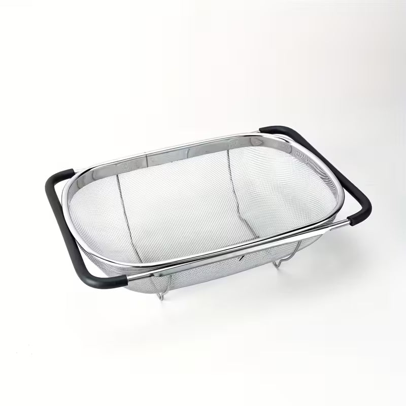 1pc, Sink Colander, Vegetable Sink Washing Basket, Fruit Drain Basket Rack, Stainless Steel Drain Basket, Strainer Basket, Adjustable Sink Rack, Multifunctional Colander, Kitchen Stuff, Kitchen Gadgets, Kitchen Accessories